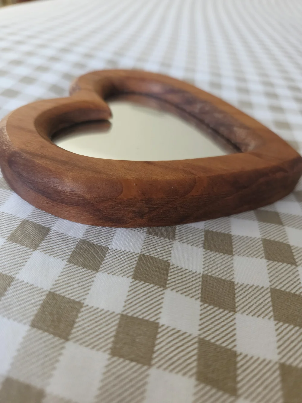 Vintage Heart-Shaped Oak Wooden Framed Mirror